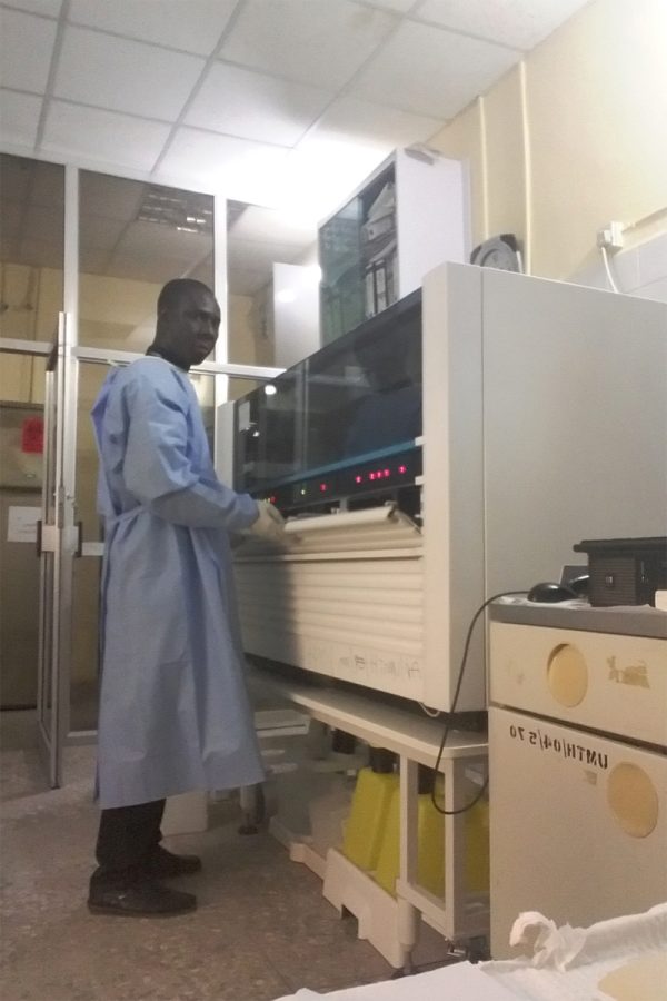 Anthony Abraham, An IFBA Certified Prefessional (Biorisk Management) deploys expertise in working in the laboratory.